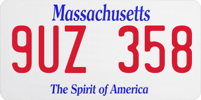 MA license plate 9UZ358
