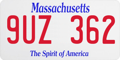 MA license plate 9UZ362