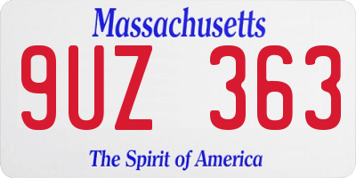 MA license plate 9UZ363