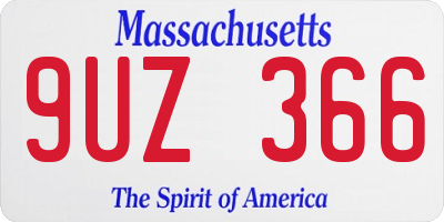MA license plate 9UZ366