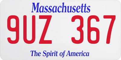 MA license plate 9UZ367