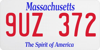 MA license plate 9UZ372