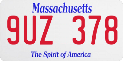 MA license plate 9UZ378