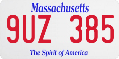 MA license plate 9UZ385
