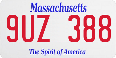 MA license plate 9UZ388