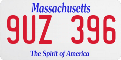 MA license plate 9UZ396