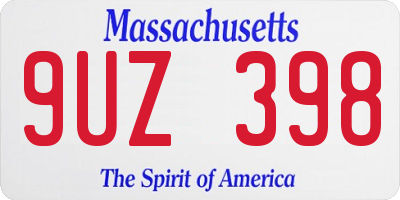 MA license plate 9UZ398