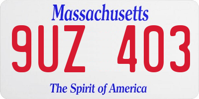 MA license plate 9UZ403