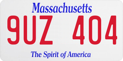 MA license plate 9UZ404