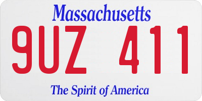 MA license plate 9UZ411