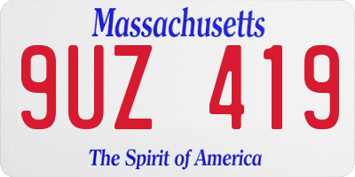 MA license plate 9UZ419