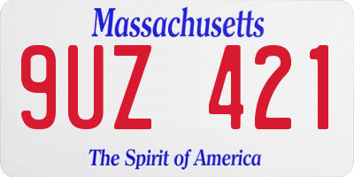 MA license plate 9UZ421