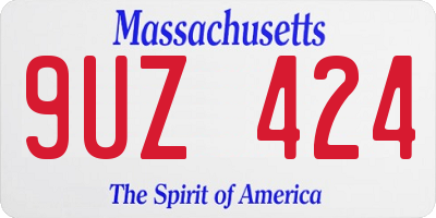 MA license plate 9UZ424