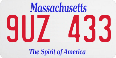 MA license plate 9UZ433