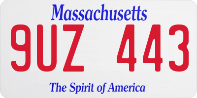 MA license plate 9UZ443