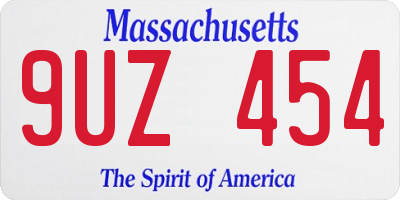 MA license plate 9UZ454