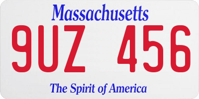 MA license plate 9UZ456