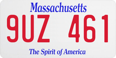 MA license plate 9UZ461