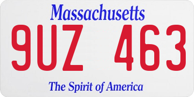 MA license plate 9UZ463