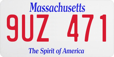 MA license plate 9UZ471