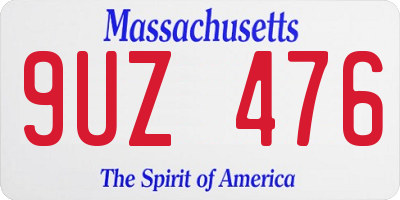 MA license plate 9UZ476