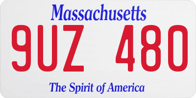 MA license plate 9UZ480