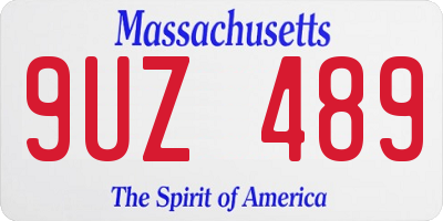 MA license plate 9UZ489