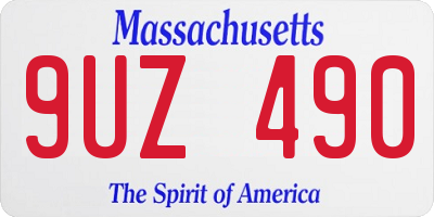 MA license plate 9UZ490