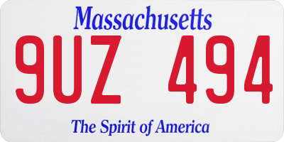 MA license plate 9UZ494