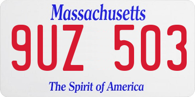 MA license plate 9UZ503