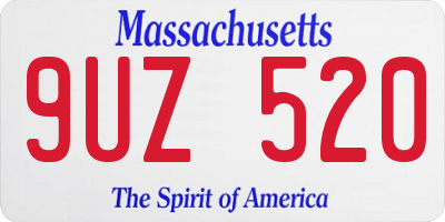 MA license plate 9UZ520