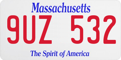 MA license plate 9UZ532