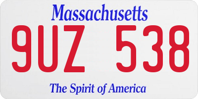 MA license plate 9UZ538