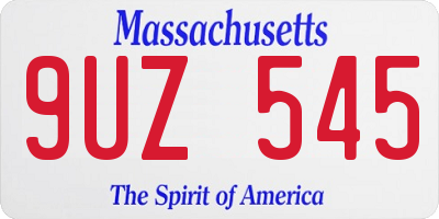 MA license plate 9UZ545