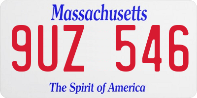 MA license plate 9UZ546