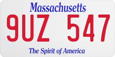 MA license plate 9UZ547