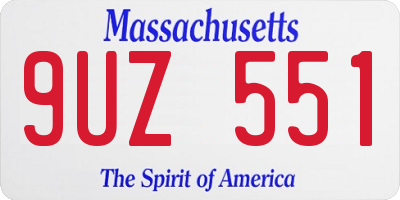 MA license plate 9UZ551