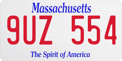 MA license plate 9UZ554