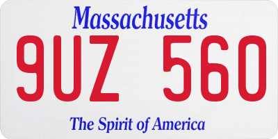MA license plate 9UZ560