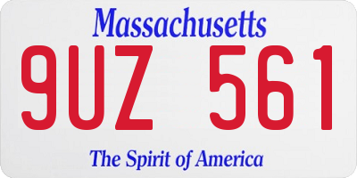 MA license plate 9UZ561
