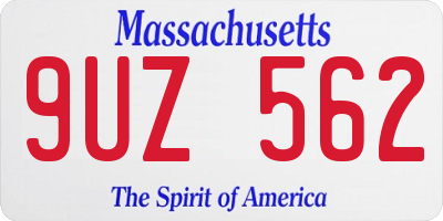 MA license plate 9UZ562