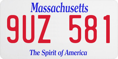 MA license plate 9UZ581