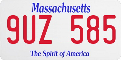 MA license plate 9UZ585