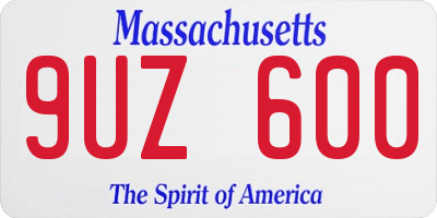 MA license plate 9UZ600