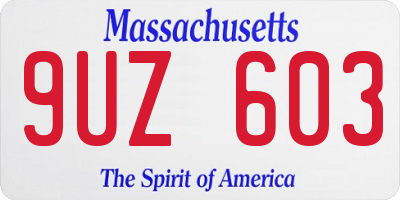 MA license plate 9UZ603