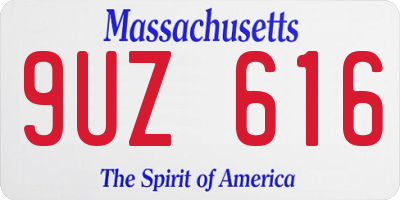 MA license plate 9UZ616