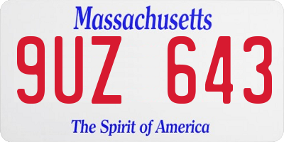 MA license plate 9UZ643