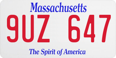MA license plate 9UZ647