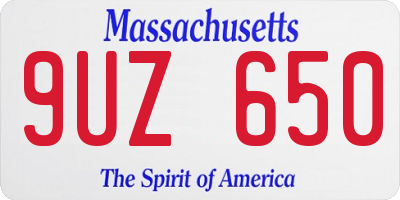 MA license plate 9UZ650