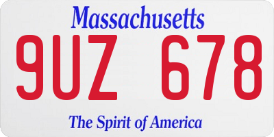 MA license plate 9UZ678
